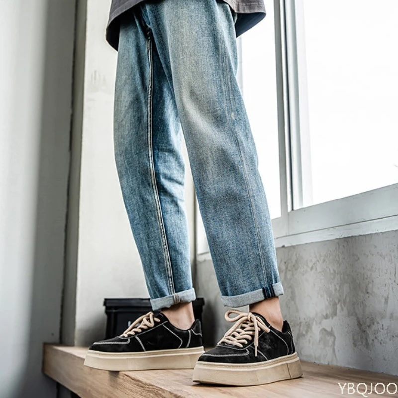 Large Size Spring and Autumn New Thick Sole Height Increasing Casual Men's Shoes Niche Trend Versatile Flat Sports Men's Shoes