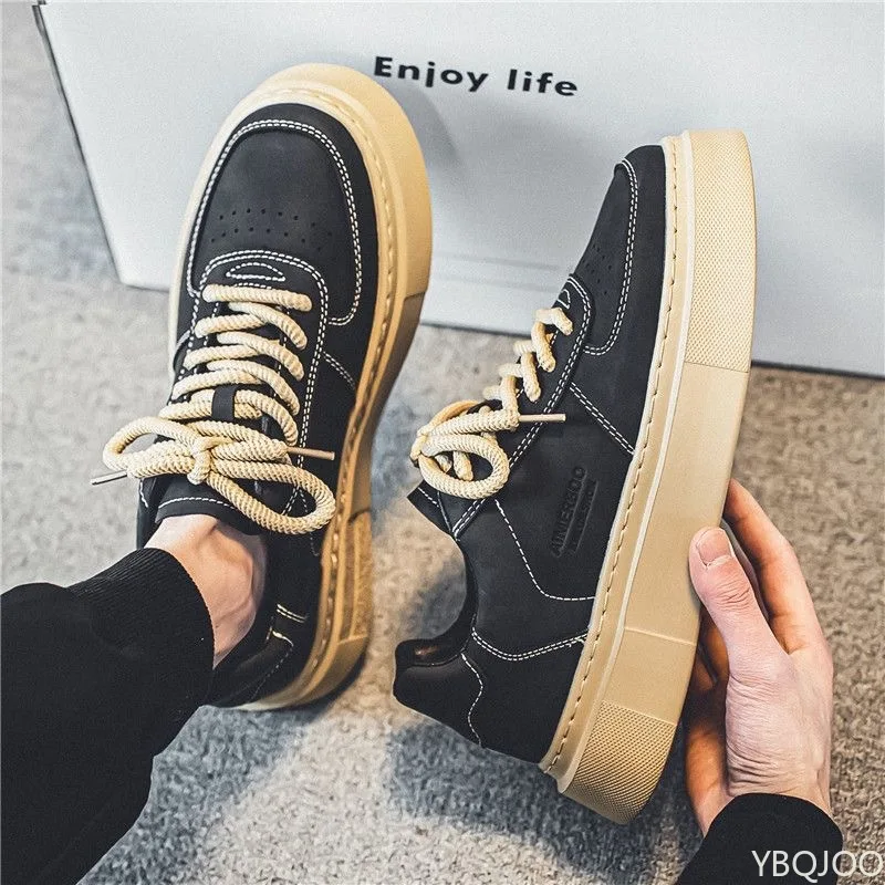 Large Size Spring and Autumn New Thick Sole Height Increasing Casual Men's Shoes Niche Trend Versatile Flat Sports Men's Shoes