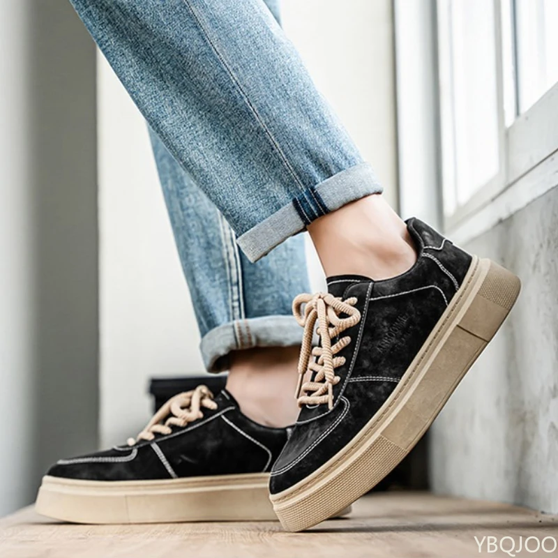 Large Size Spring and Autumn New Thick Sole Height Increasing Casual Men's Shoes Niche Trend Versatile Flat Sports Men's Shoes