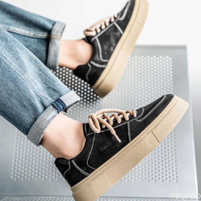 Large Size Spring and Autumn New Thick Sole Height Increasing Casual Men's Shoes Niche Trend Versatile Flat Sports Men's Shoes