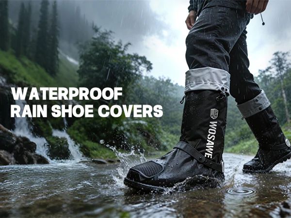 WOSAWE Rain Shoe Covers Unisex Waterproof Covers Motorcycle Cycling Bike Reusable Rainproof Shoes Cover Outdoor Boots Covers