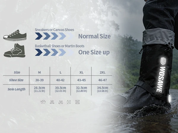 WOSAWE Rain Shoe Covers Unisex Waterproof Covers Motorcycle Cycling Bike Reusable Rainproof Shoes Cover Outdoor Boots Covers