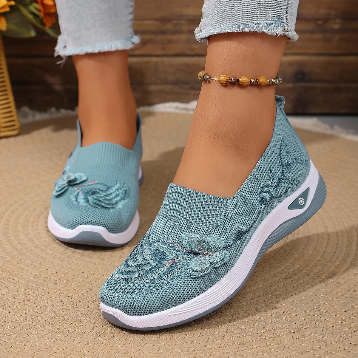 Women's Breathable Knit Sneakers Spring Summer Lightweight Casual Walking Shoes Microfiber Durable All Season Outdoor