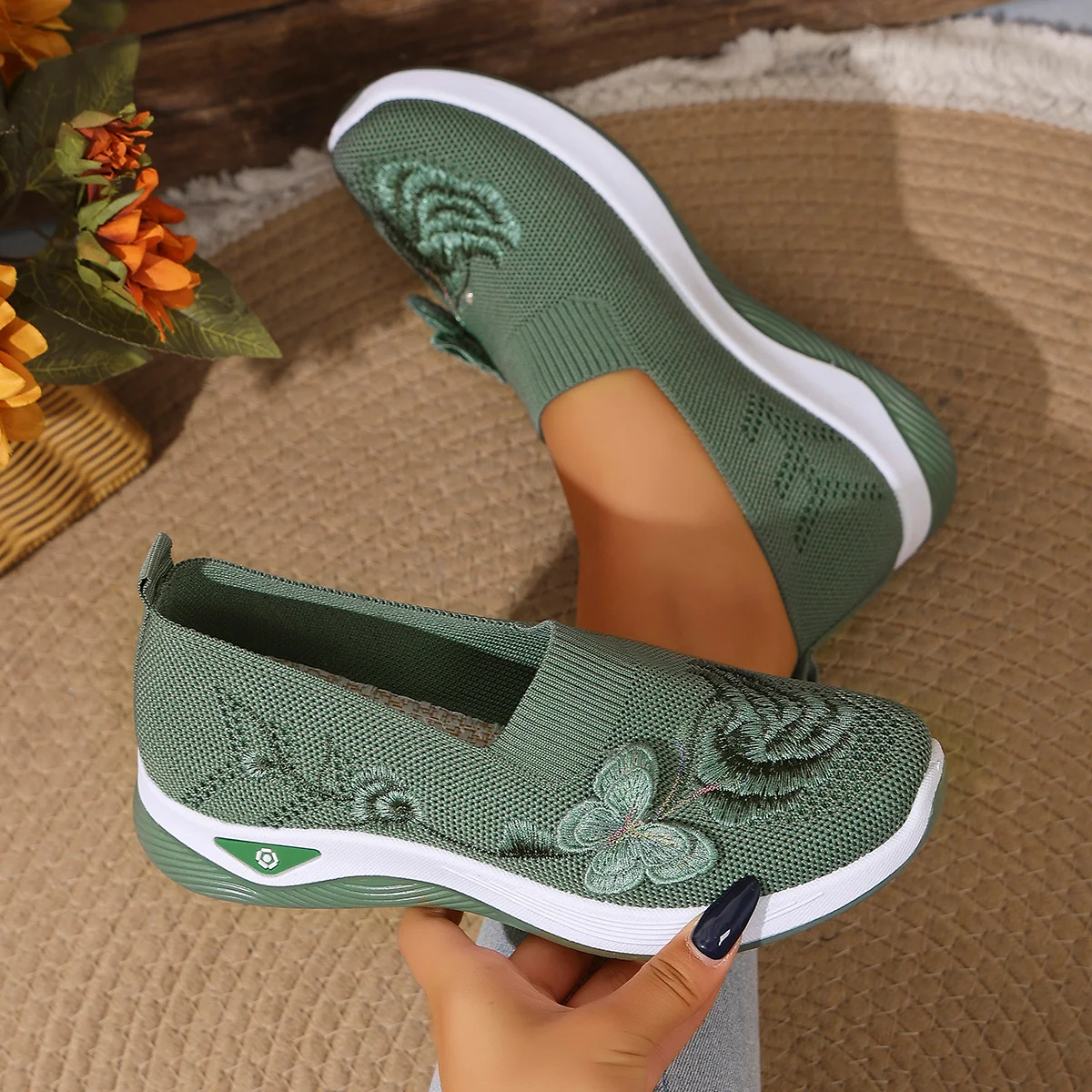 Women's Breathable Knit Sneakers Spring Summer Lightweight Casual Walking Shoes Microfiber Durable All Season Outdoor