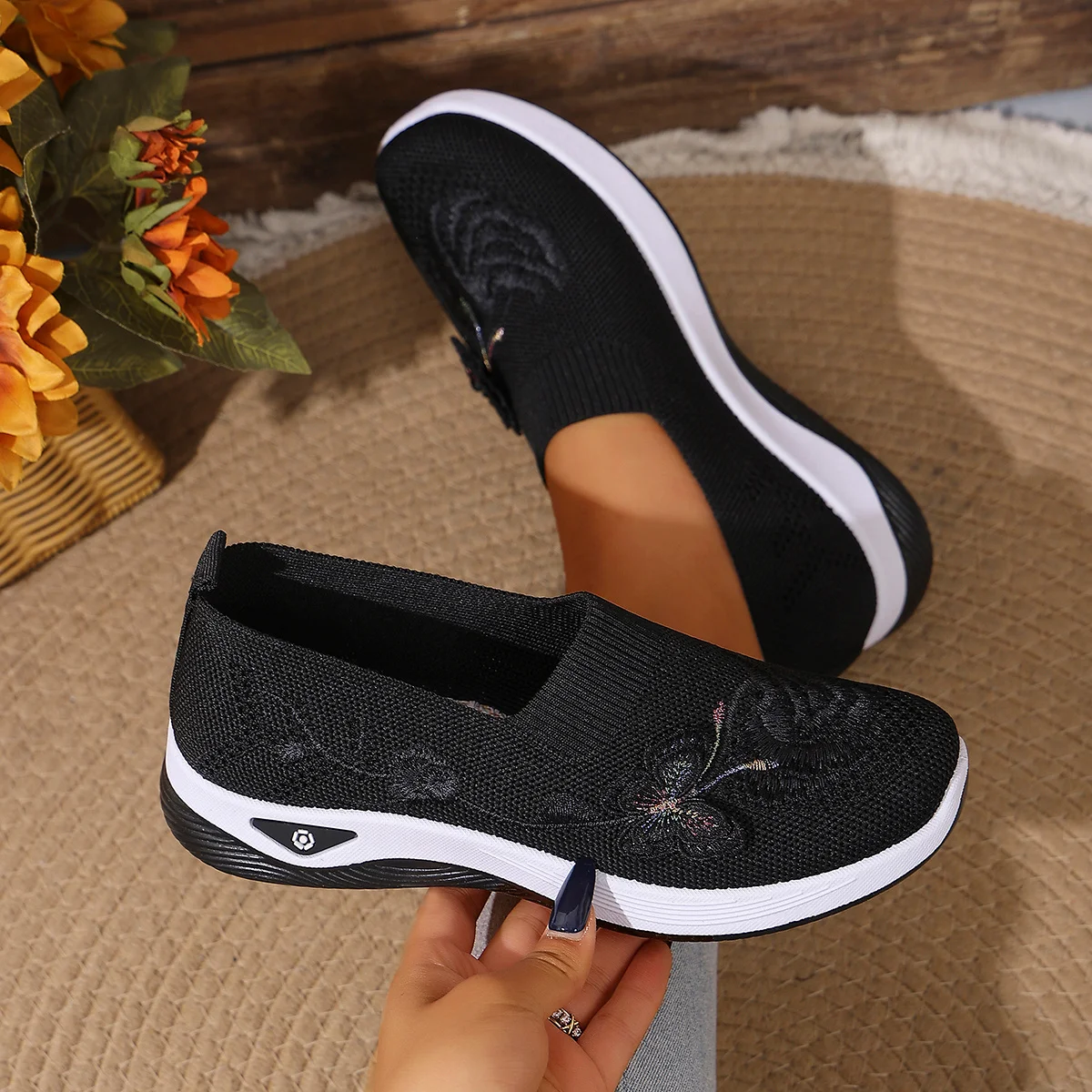 Women's Breathable Knit Sneakers Spring Summer Lightweight Casual Walking Shoes Microfiber Durable All Season Outdoor