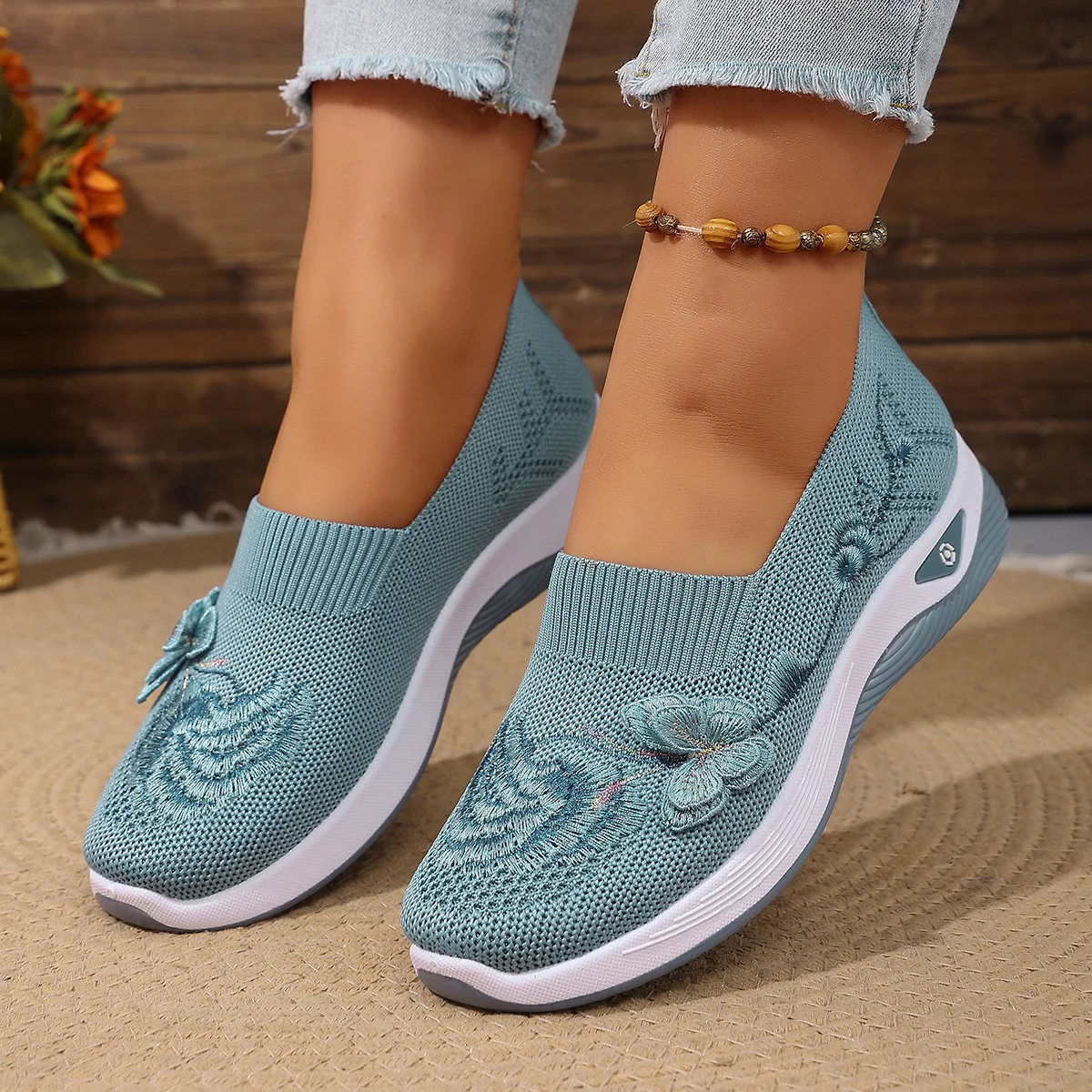 Women's Breathable Knit Sneakers Spring Summer Lightweight Casual Walking Shoes Microfiber Durable All Season Outdoor