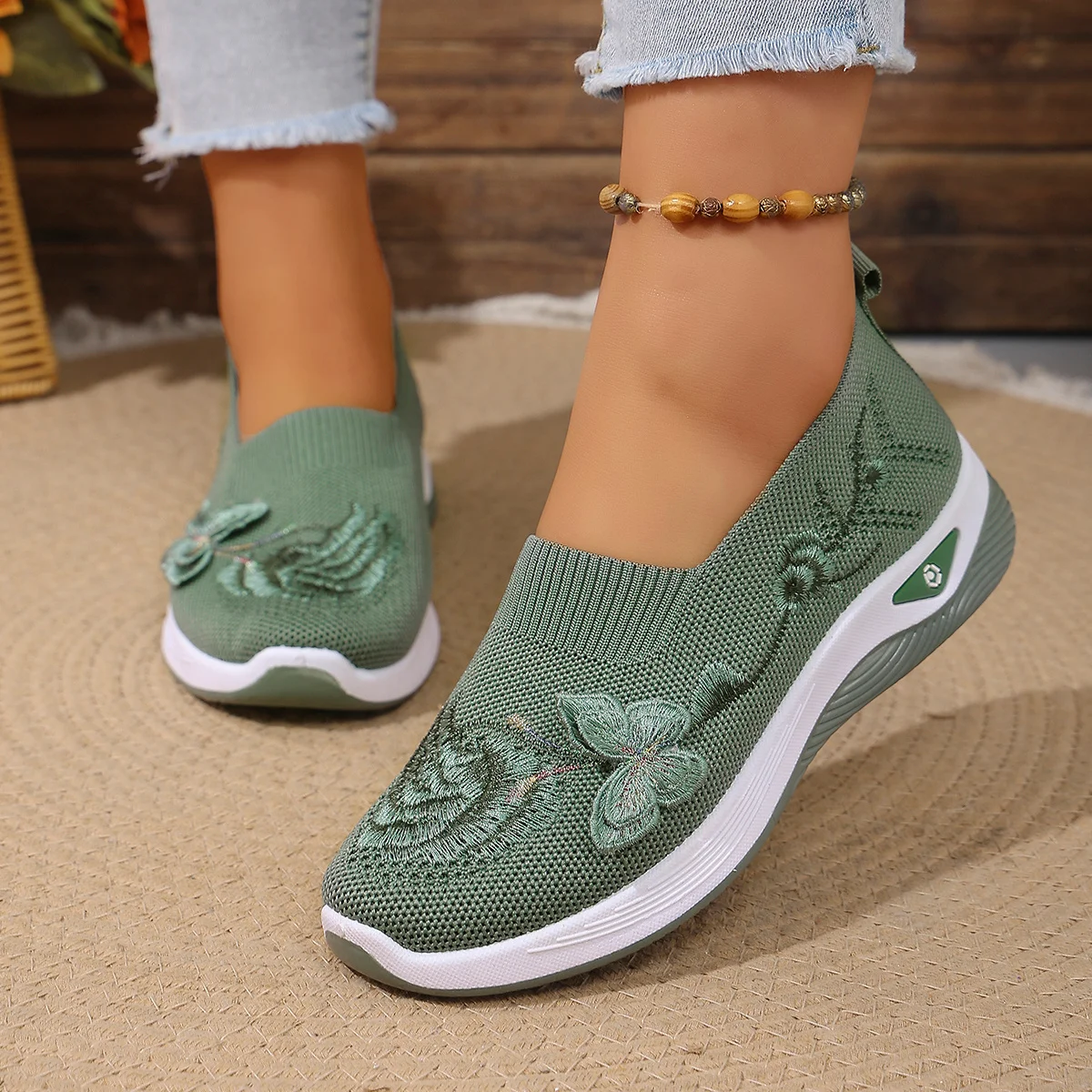 Women's Breathable Knit Sneakers Spring Summer Lightweight Casual Walking Shoes Microfiber Durable All Season Outdoor