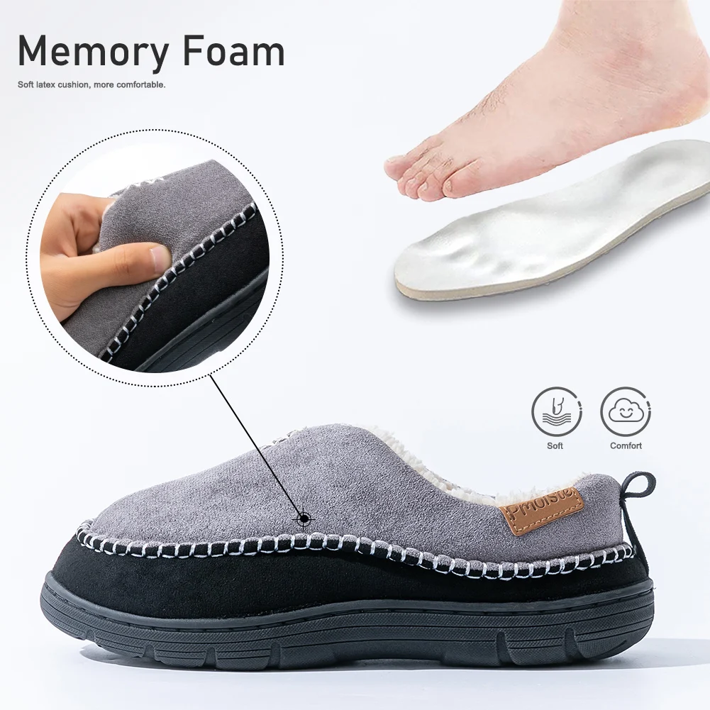 Men's Warm Mark Line Slippers TPR Sole Anti slip Soft and Comfortable Winter Living Room Shoes High Quality