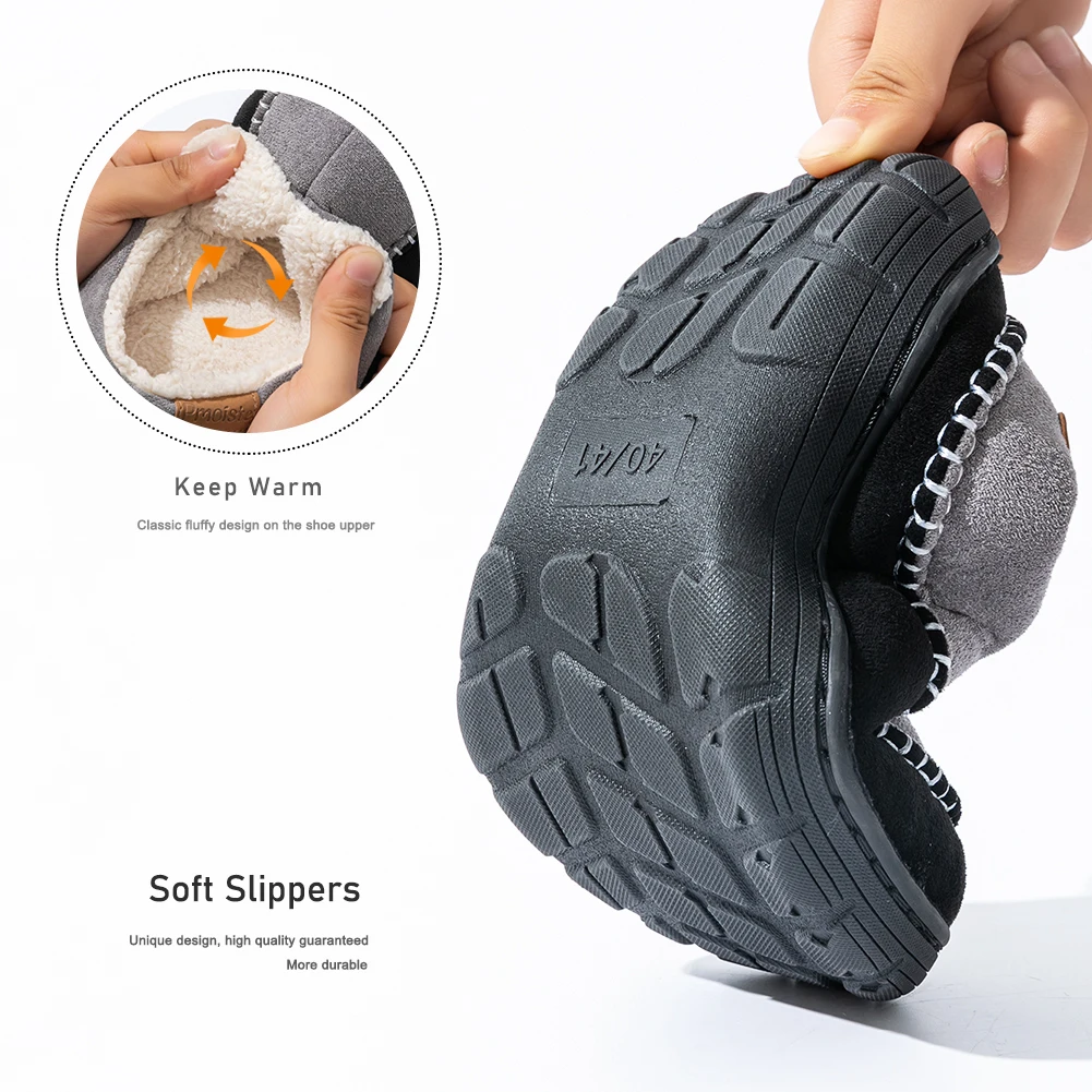 Men's Warm Mark Line Slippers TPR Sole Anti slip Soft and Comfortable Winter Living Room Shoes High Quality