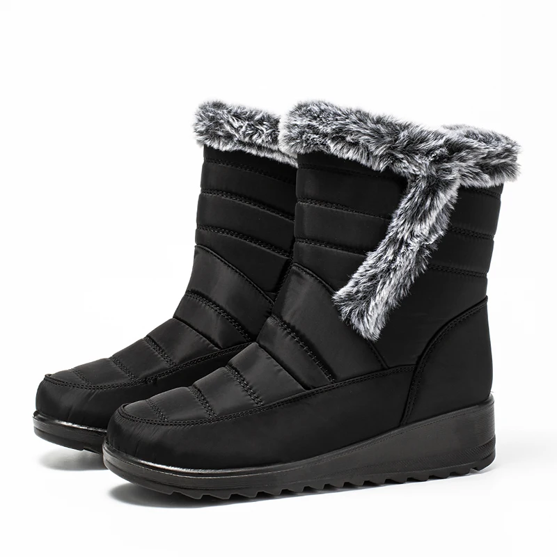 Thick Warm Long Plush Waterproof Snow Boots Women Winter 2025 Non Slip Soft Fur Ankle Boots Woman Plus Size 44 Cotton Shoes Mom
