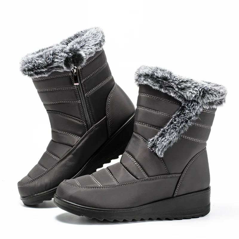 Thick Warm Long Plush Waterproof Snow Boots Women Winter 2025 Non Slip Soft Fur Ankle Boots Woman Plus Size 44 Cotton Shoes Mom
