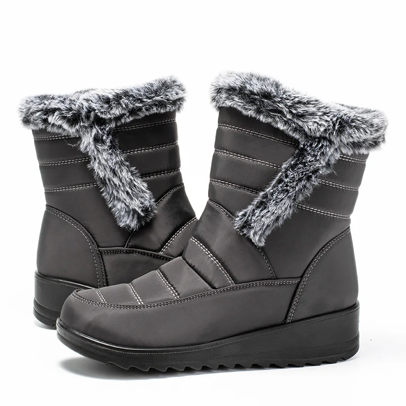 Thick Warm Long Plush Waterproof Snow Boots Women Winter 2025 Non Slip Soft Fur Ankle Boots Woman Plus Size 44 Cotton Shoes Mom