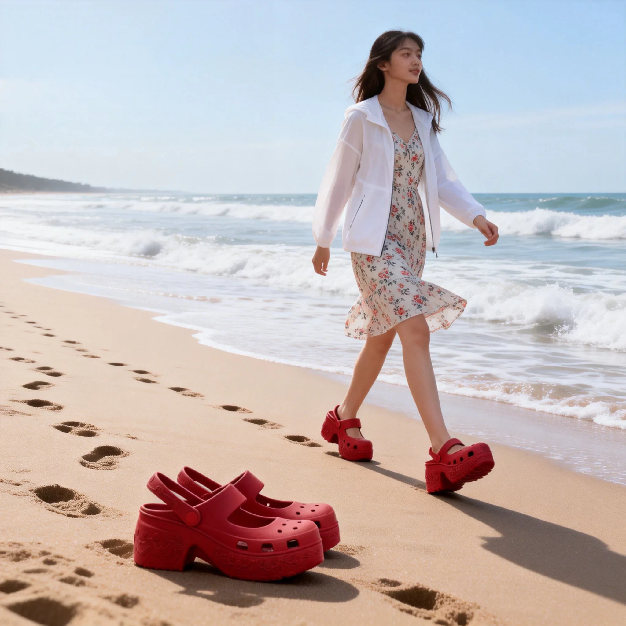 SHAJI Women Closed Toe EVA Platform Mules, Fashion Chunky High Heel Non Slip Sandals, Beach Outdoor Thick Sole Footwear