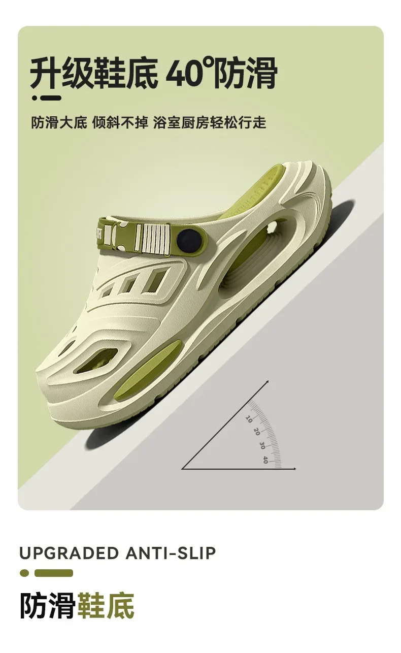 Arch Support, anti Slip, Soft Sole, Wear-Resistant Cool Slippers for Wearing, Thick Sole Breathable Odor Proof Summer Hole Shoes