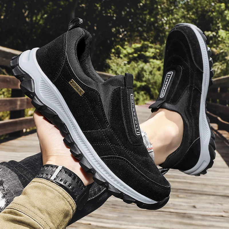 Men's Non-slip Casual Sports Shoes Wear-resistant Hiking Shoes Outdoor Fashion Comfortable Flat Walking Shoes for Men