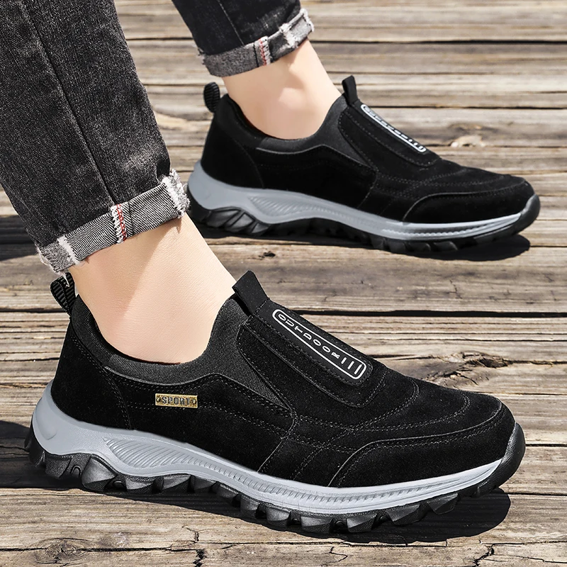 Men's Non-slip Casual Sports Shoes Wear-resistant Hiking Shoes Outdoor Fashion Comfortable Flat Walking Shoes for Men