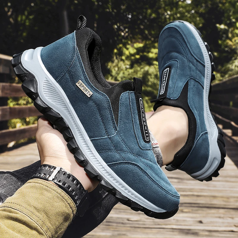 Men's Non-slip Casual Sports Shoes Wear-resistant Hiking Shoes Outdoor Fashion Comfortable Flat Walking Shoes for Men