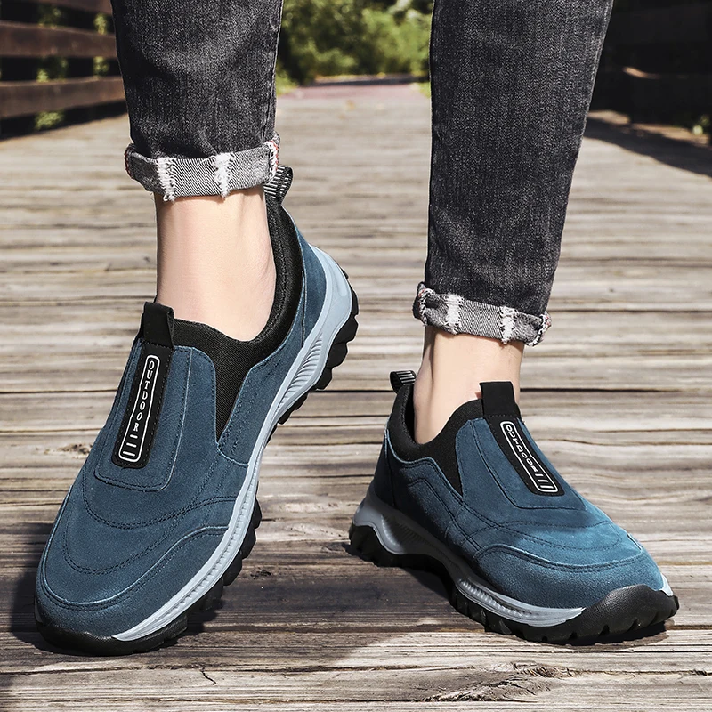 Men's Non-slip Casual Sports Shoes Wear-resistant Hiking Shoes Outdoor Fashion Comfortable Flat Walking Shoes for Men