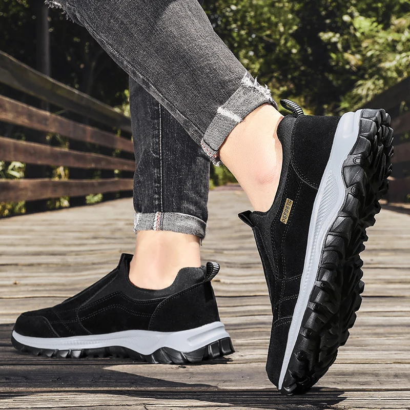 Men's Non-slip Casual Sports Shoes Wear-resistant Hiking Shoes Outdoor Fashion Comfortable Flat Walking Shoes for Men