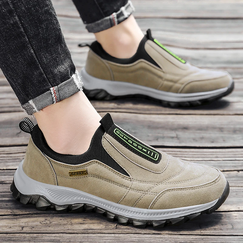 Men's Non-slip Casual Sports Shoes Wear-resistant Hiking Shoes Outdoor Fashion Comfortable Flat Walking Shoes for Men