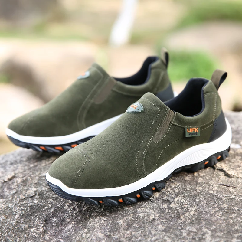Men's Non-slip Casual Sports Shoes Wear-resistant Hiking Shoes Outdoor Fashion Comfortable Flat Walking Shoes for Men