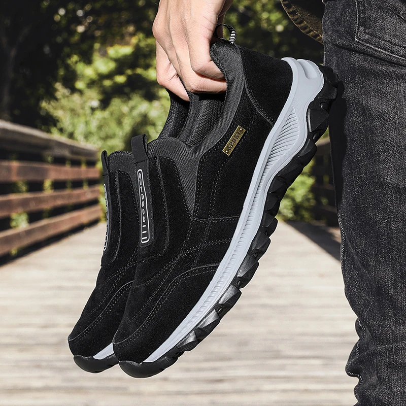 Men's Non-slip Casual Sports Shoes Wear-resistant Hiking Shoes Outdoor Fashion Comfortable Flat Walking Shoes for Men