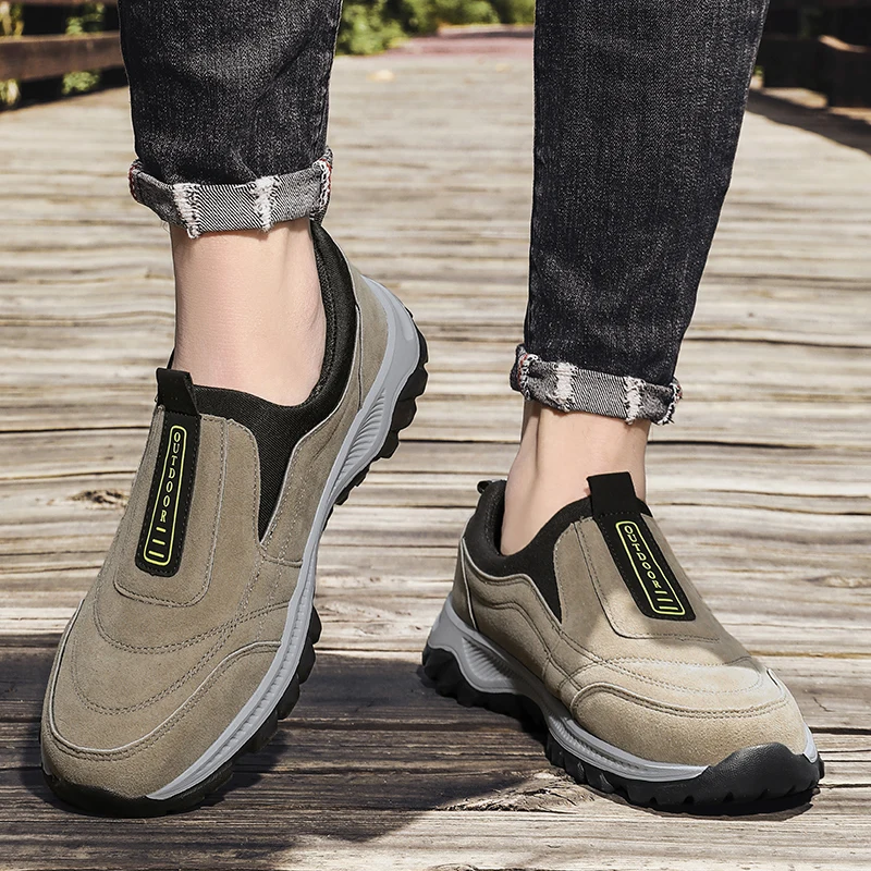 Men's Non-slip Casual Sports Shoes Wear-resistant Hiking Shoes Outdoor Fashion Comfortable Flat Walking Shoes for Men