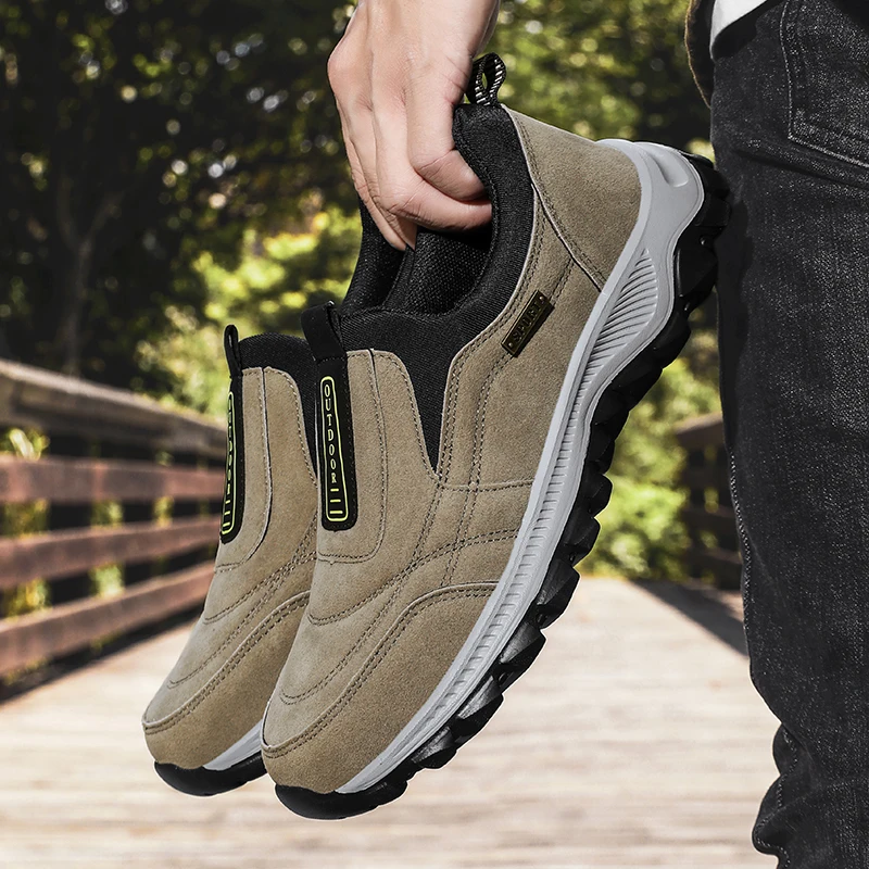 Men's Non-slip Casual Sports Shoes Wear-resistant Hiking Shoes Outdoor Fashion Comfortable Flat Walking Shoes for Men