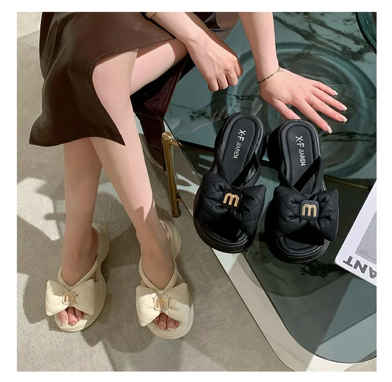 2024 summer New Fashion Women Shoes Slippers Comfortable Platform Shoe High Heels Leisure flower outdoor beach Slipper Women