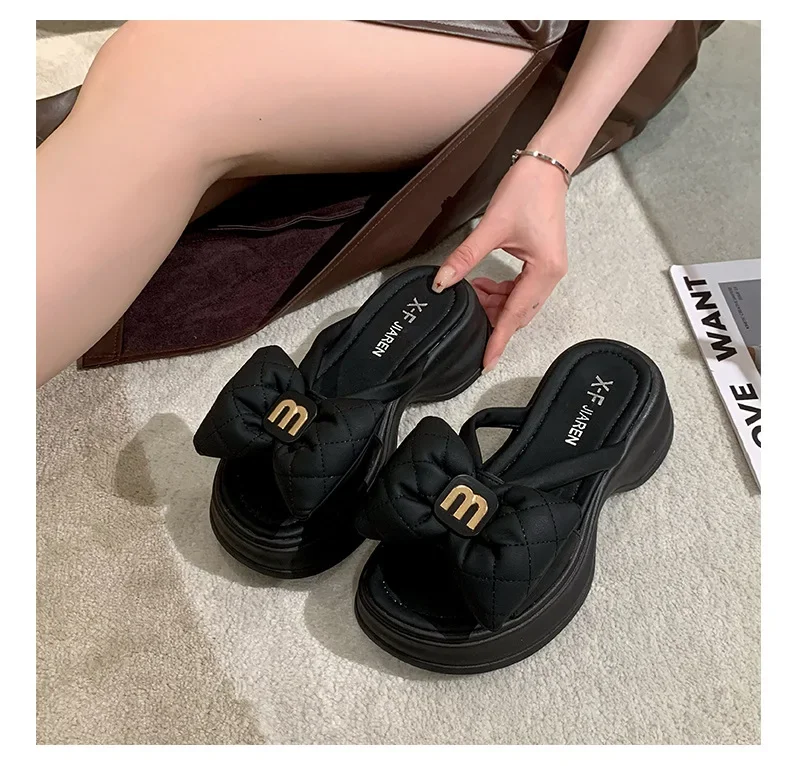 2024 summer New Fashion Women Shoes Slippers Comfortable Platform Shoe High Heels Leisure flower outdoor beach Slipper Women