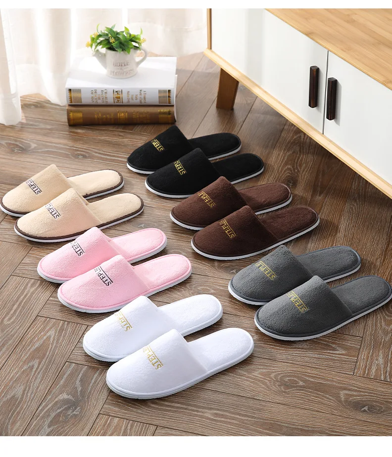 6 Pairs/Lot Winter Slippers Men Women Kids Disposable Hotel Slippers Home Slides Travel Sandals Hospitality Guest Footwear Shoes