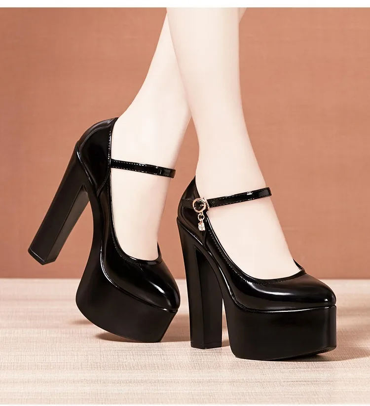 15cm Small Size 32-43 Sexy Extreme Block High Heels Shoes for Dress Model Party Wedding 2025 Shallow Thick Bottom Platform Pumps