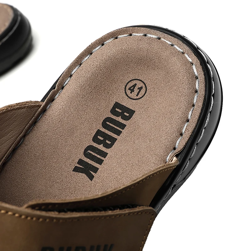 First-Layer Cowhide New Men's Casual Slippers Non-Slip Summer Beach Sandals Suitable for Outdoor Leisure Sports Beach