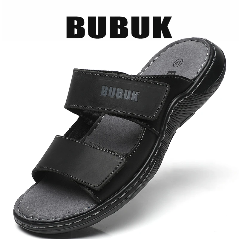 First-Layer Cowhide New Men's Casual Slippers Non-Slip Summer Beach Sandals Suitable for Outdoor Leisure Sports Beach