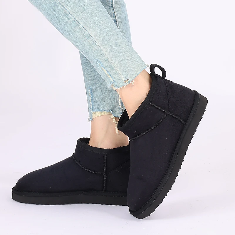 Smile PoP New Winter Cotton Women Boots Warm Suede Women Shoes Casual Plush Mini Cotton Snow Boots Nonslip Furry Ankle Shoes