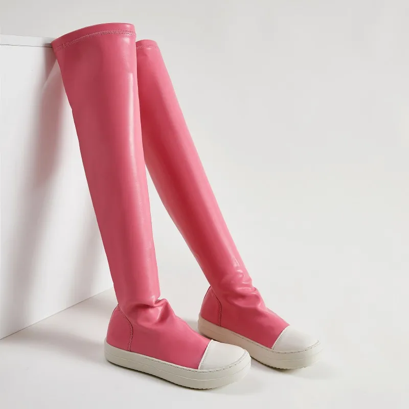 Stretch Over The Knee Boots Women Thick Bottom Platform Height Increasing Designer Long Boots Large Size All Match Botas Casual