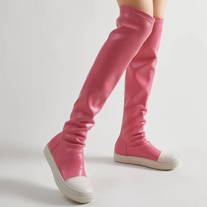 Stretch Over The Knee Boots Women Thick Bottom Platform Height Increasing Designer Long Boots Large Size All Match Botas Casual