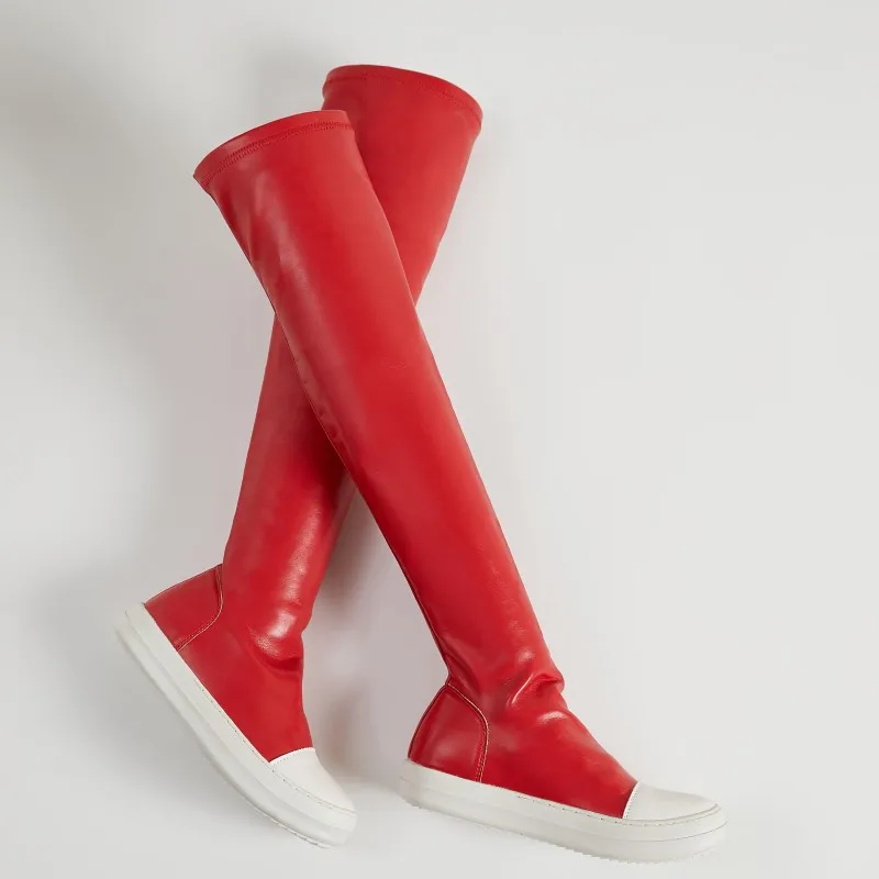 Stretch Over The Knee Boots Women Thick Bottom Platform Height Increasing Designer Long Boots Large Size All Match Botas Casual