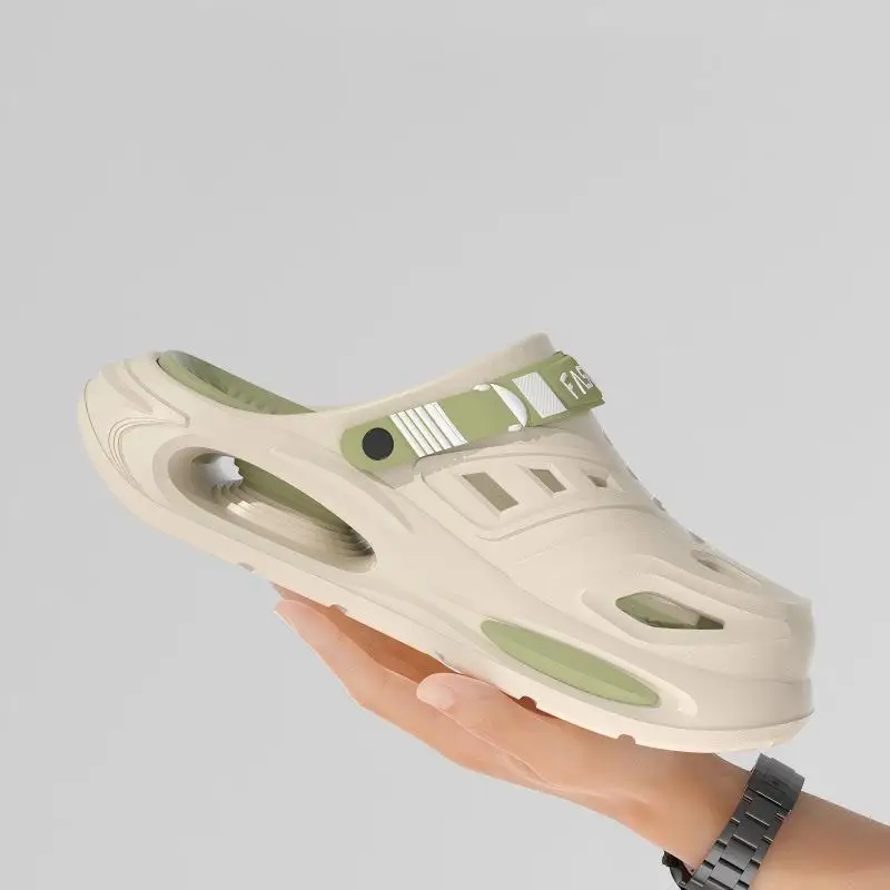 Men's Hollow Slippers, Men's Summer Outer Wear, New Trendy Thick-Soled Wear-Resistant, Non-Slip, Non-Stinky Feet, Two-Wear Boys' Slippers