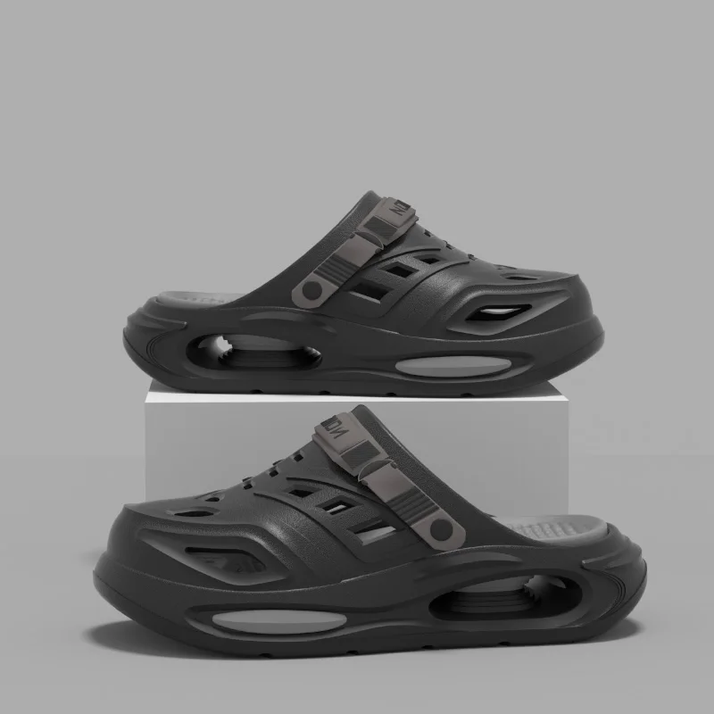 Men's Hollow Slippers, Men's Summer Outer Wear, New Trendy Thick-Soled Wear-Resistant, Non-Slip, Non-Stinky Feet, Two-Wear Boys' Slippers