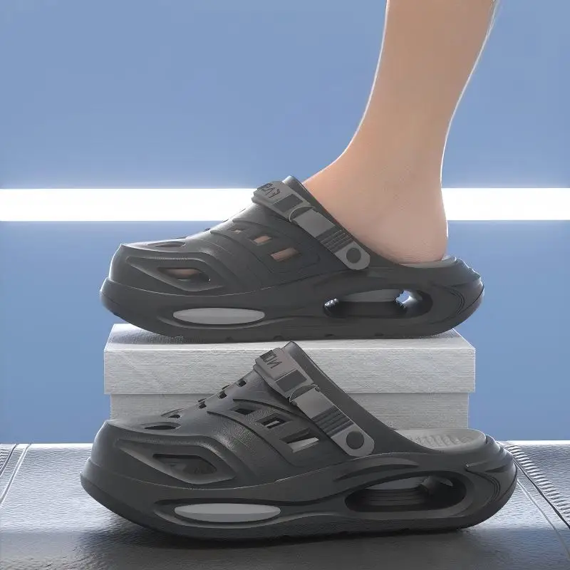 Men's Hollow Slippers, Men's Summer Outer Wear, New Trendy Thick-Soled Wear-Resistant, Non-Slip, Non-Stinky Feet, Two-Wear Boys' Slippers