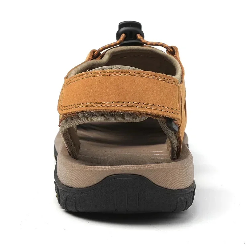 2026 New Men's Sandals Handmade Thick Bottom Rubber Breathable Casual Slip-On Beach Shoes Leather Upgraded Version