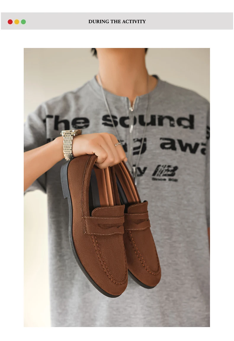 Men's Fashion Casual Suede Genuine Leather Slip-On Driving Loafers Comfortable Lightweight Moccasins for Party And Wedding Flat