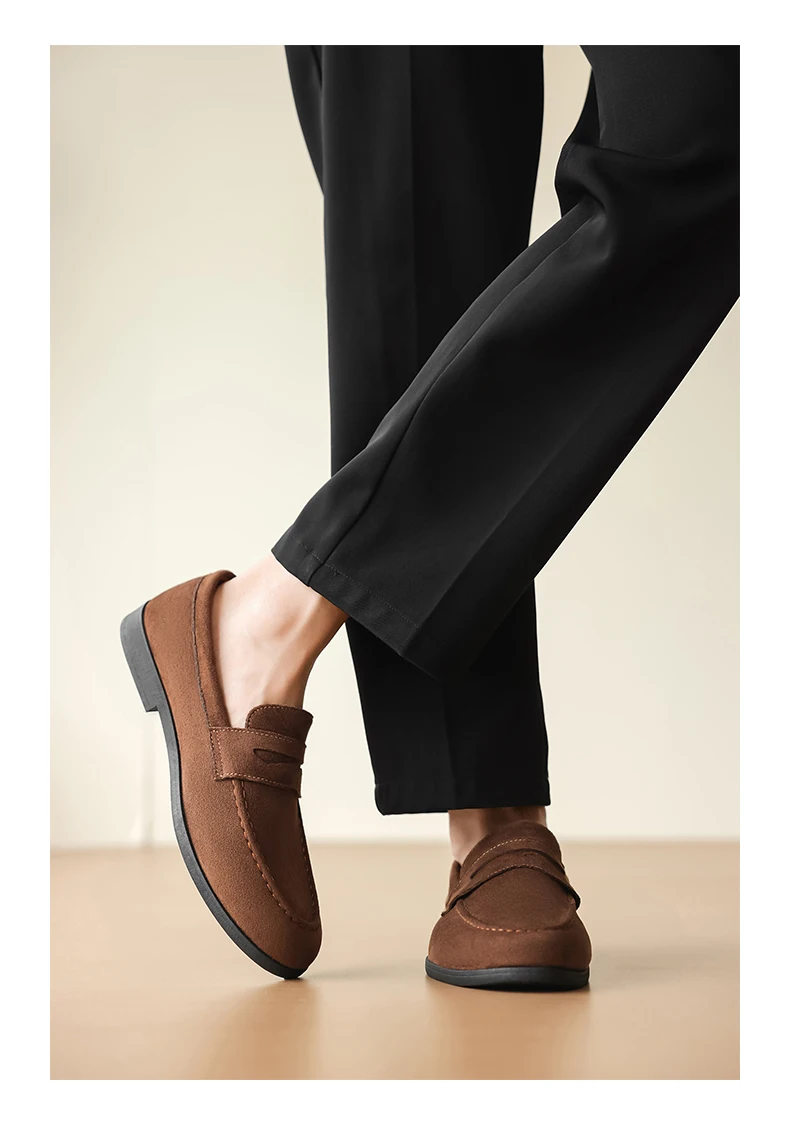 Men's Fashion Casual Suede Genuine Leather Slip-On Driving Loafers Comfortable Lightweight Moccasins for Party And Wedding Flat