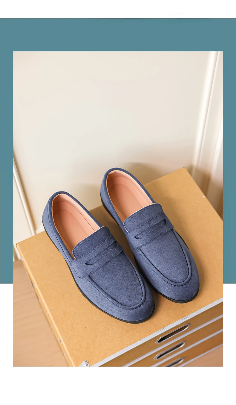 Men's Fashion Casual Suede Genuine Leather Slip-On Driving Loafers Comfortable Lightweight Moccasins for Party And Wedding Flat
