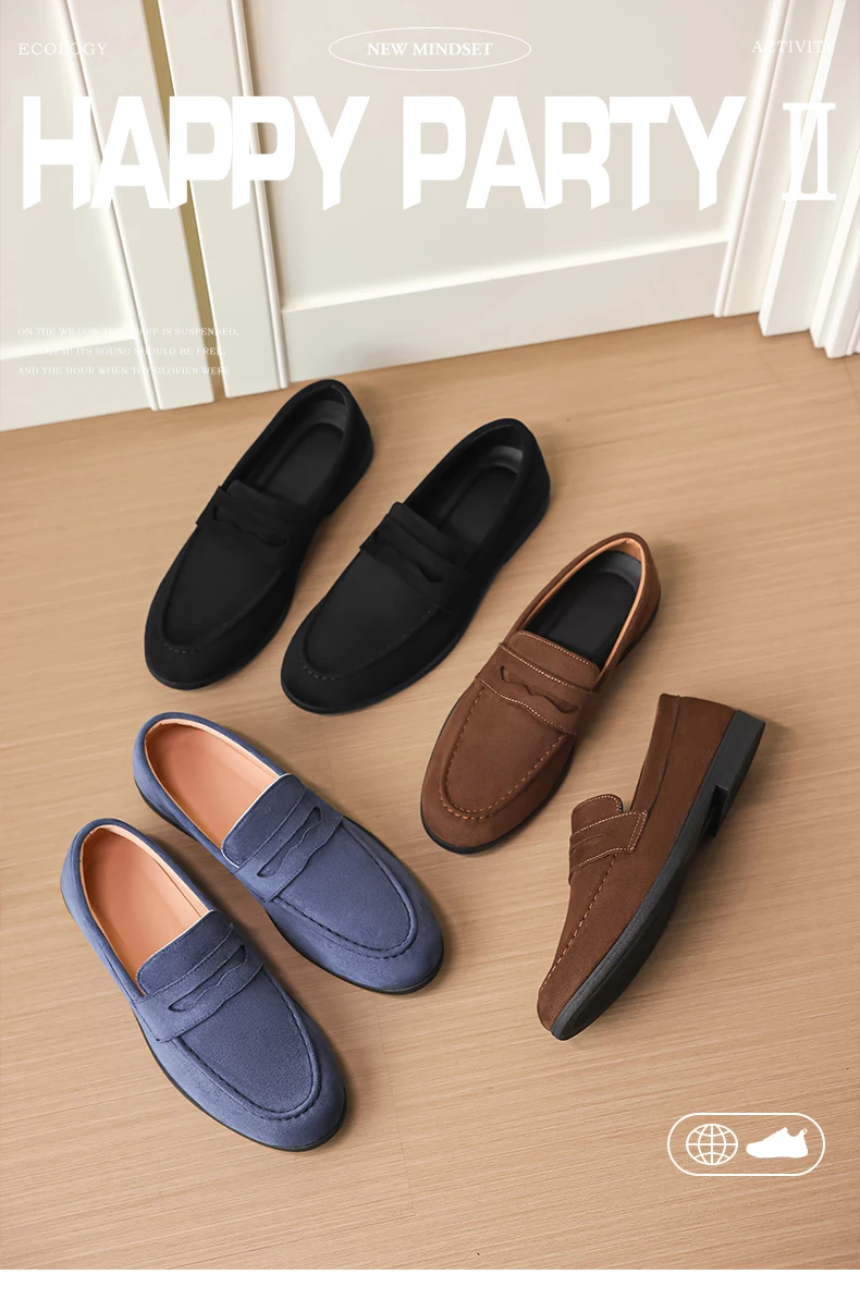 Men's Fashion Casual Suede Genuine Leather Slip-On Driving Loafers Comfortable Lightweight Moccasins for Party And Wedding Flat