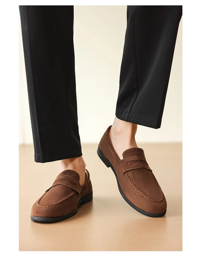 Men's Fashion Casual Suede Genuine Leather Slip-On Driving Loafers Comfortable Lightweight Moccasins for Party And Wedding Flat