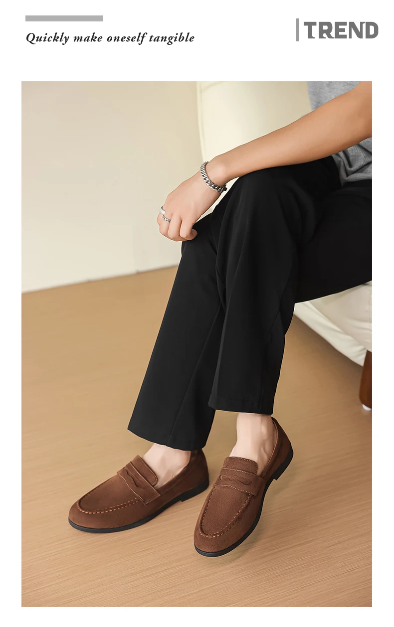 Men's Fashion Casual Suede Genuine Leather Slip-On Driving Loafers Comfortable Lightweight Moccasins for Party And Wedding Flat
