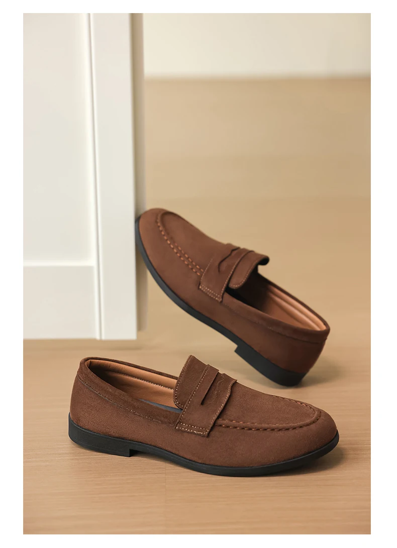Men's Fashion Casual Suede Genuine Leather Slip-On Driving Loafers Comfortable Lightweight Moccasins for Party And Wedding Flat