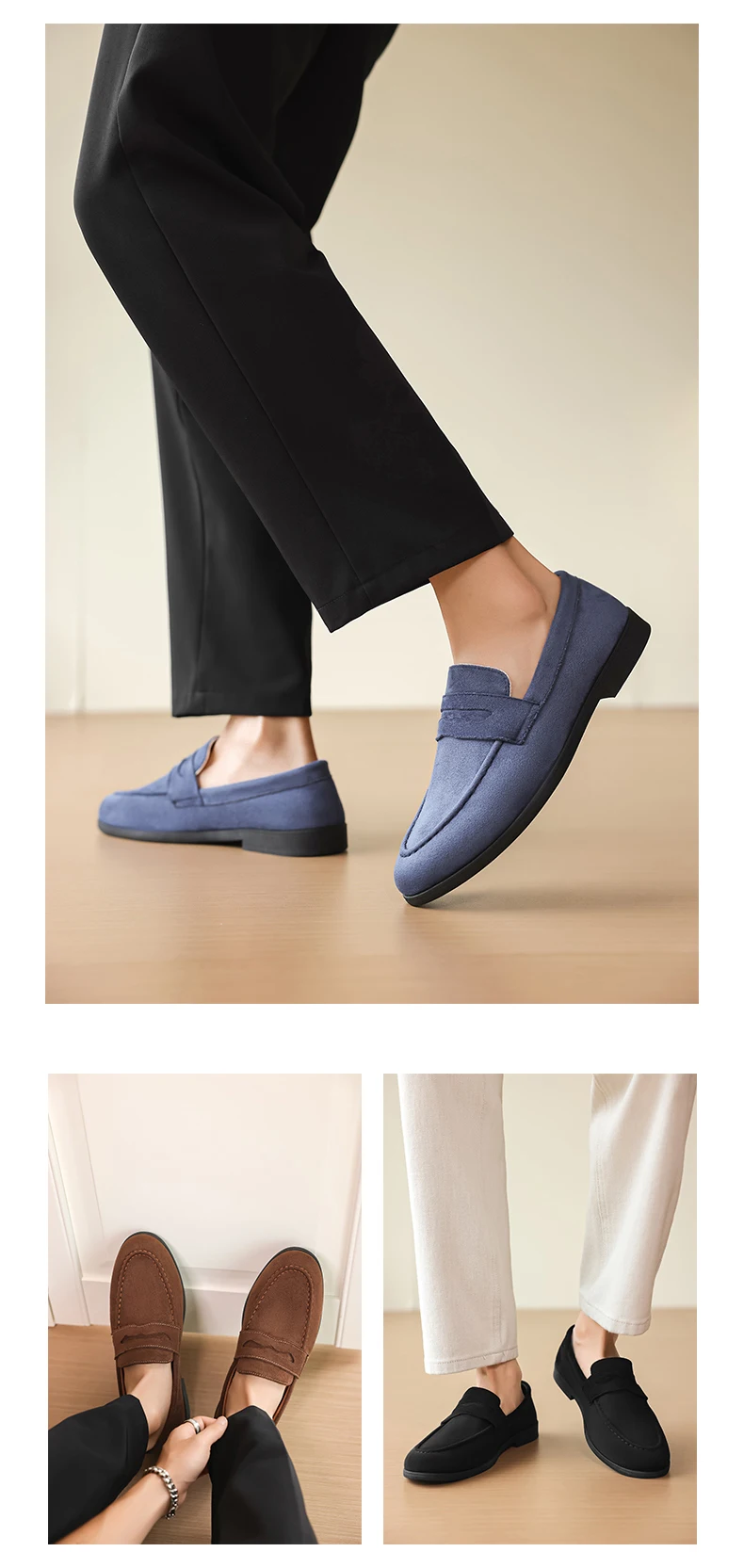 Men's Fashion Casual Suede Genuine Leather Slip-On Driving Loafers Comfortable Lightweight Moccasins for Party And Wedding Flat